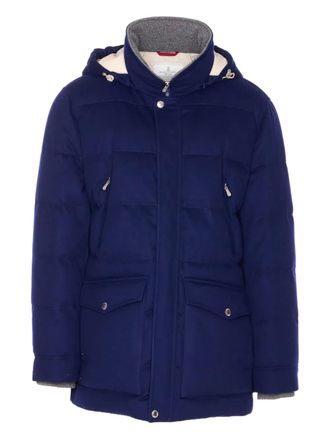 Brunello Cucinelli hood puffer jacket - Blue