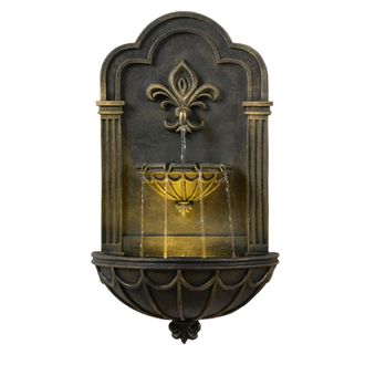Teamson Home Teamson Home Fuente Pared Fleur-de-lis 80 Cm Exterior Con Led Integrado Y Acabado Decorativo Negro Y Dorado