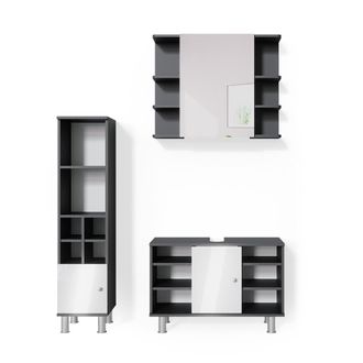 Vicco Conjunto De Muebles De Ba&ntilde;o Fynn, Antracita, 3 Piezas