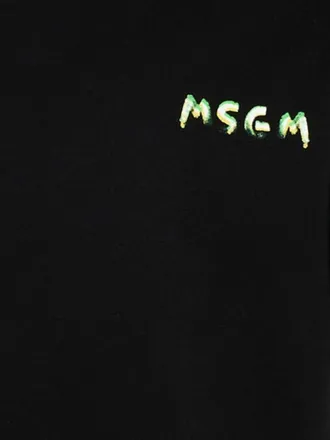 Msgm Logo-Embroidered Cotton T-Shirt - Black