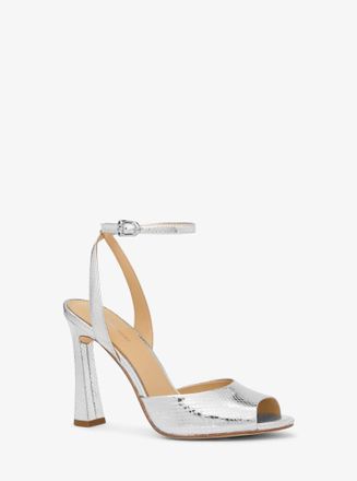 Michael Kors Rosie Metallic Snake Embossed Leather Sandal