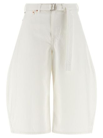 sacai White Bemuda Curved Leg Shorts