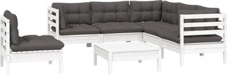 vidaXL Vidaxl - Muebles De Jard&iacute;n 6 Pzas Con Cojines Blanco Madera De Pino