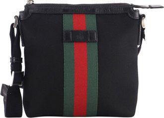 Gucci Black Techno Canvas Web Messenger Bag Small (Authentic Pre-Loved)