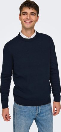 Only & Sons Rundhalspullover ONLY & SONS ONSREX LIFE REG 12 CREW KNIT, Herren, Gr. XXL, schwarz sapphire, Strick, Obermaterial: 70% Baumwolle, 30% Polyester, unif