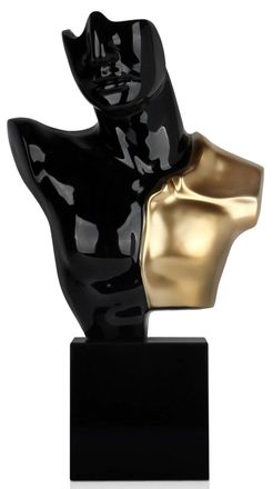 ADM Grosse Design Herrenb&uuml;ste Krieger mit Marmorsockel - Schwarz/Gold