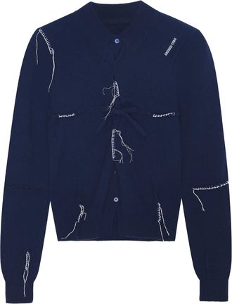 Shushu/Tong Blue Pin-Tuck Threadwork Knit Top