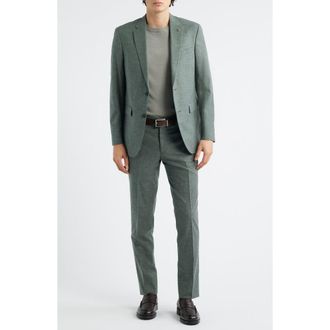 AllSaints Ross Slim Fit Cotton Blend Suit in Olive at Nordstrom, Size 44 Regular