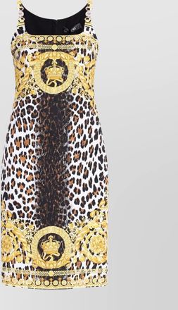 Versace printed sleeveless square neck midi dress
