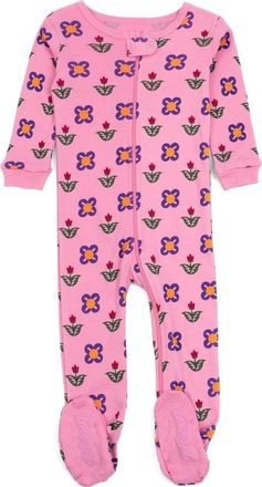 Leveret Footed Cotton Matching Family Pajamas, Nature & Water Prints in Flower Pot at Nordstrom, Size 18-24M
