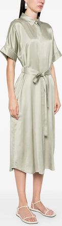 PESERICO Satin Midi Dress - Sage Green