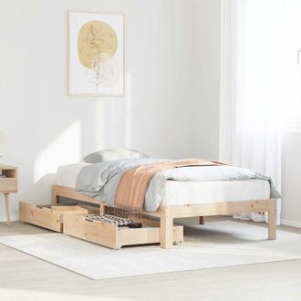 vidaXL Estructura De Cama Con Cajones Madera Maciza Pino 90x190 Cm Vidaxl