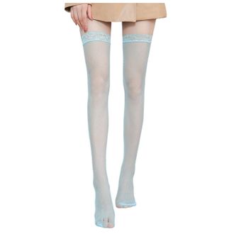 Generic Fishnet Stockings Stay Up Stocking For Women Floral Lace Top Thigh High Net Stocking Over Knee Sexy Lingerie Sheer Mesh Tights with Lace Fishnet Leggi