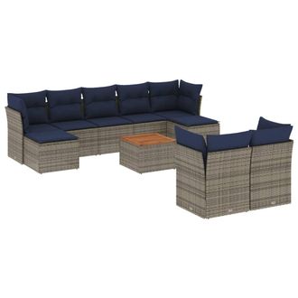 vidaXL Set Divani Da Giardino 10 Pz Con Cuscini Grigio In Polyrattan Vidaxl