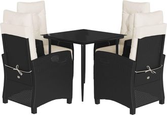 vidaXL Set De Muebles Jard&iacute;n 5 Pzas Con Cojines Rat&aacute;n Sint&eacute;tico Negro Vidaxl