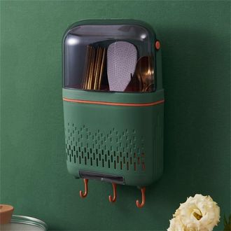 OEM Soporte De Pared Para Utensilios Sin Taladrar, 19&times;8,5&times;30 Cm, Verde, Con Desag&uuml;e - Pr&aacute;ctico Soporte Para Cubiertos, Tenedores Y Cucharas