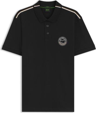 BOSS Stretch-cotton polo shirt with tennis-inspired logo