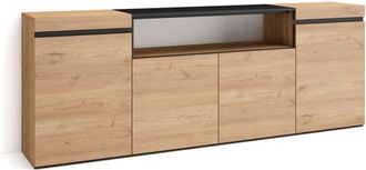 Skraut Home Aparador efecto madera roble y negro 200x35x75cm