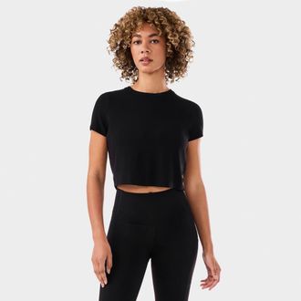 Tavi Ribbed Tee in Ebony at Nordstrom, Size X-Small