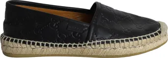 Gucci Pre-owned Womens Guccissima Signature Espadrille Flats in Black Leather - Size EU 34