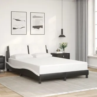 vidaXL Vidaxl - Estructura Cama Cabecero Cuero Sint&eacute;tico Negro Blanco 120x200cm