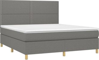 vidaXL Vidaxl - Cama Box Spring Colch&oacute;n Y Luces Led Tela Gris Oscuro 180x200 Cm