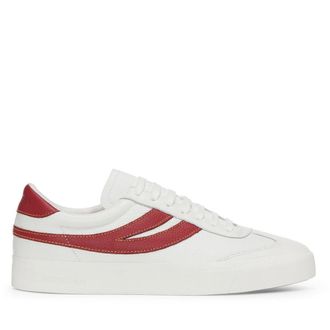 Superga Unisex Adult 4834 Club S Swallow Contrast Detail Vegan Leather Trainers (White Avorio/Red/Yellow) - Off-White - Size UK 3.5