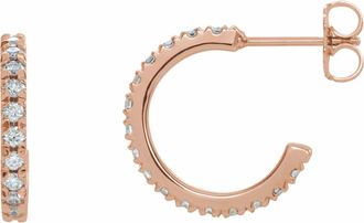 Diamond2Deal 5/8ct Lab-Grown Diamond French-Set Huggie Hoop Earrings Clarity SI, Color G-H, 14k Gold