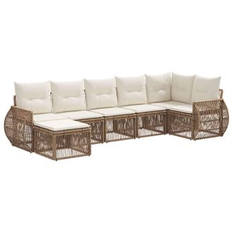 vidaXL Conjunto De Sof&aacute;s De Jard&iacute;n 7 Pcs Beige Y Blanco Crema Vidaxl