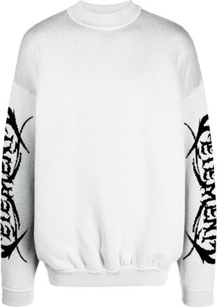 VETEMENTS logo-print merino wool jumper - unisex - Merino - L - Grey