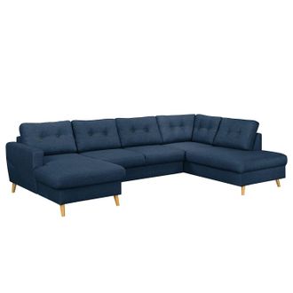 Mørteens home24 Mørteens Wohnlandschaft Sola Jeansblau Flachgewebe 290x87x198 cm