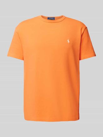 Polo Ralph Lauren Custom Slim Fit T-Shirt aus reiner Baumwolle mit Label-Stitching in Orange, Gr&ouml;&szlig;e M