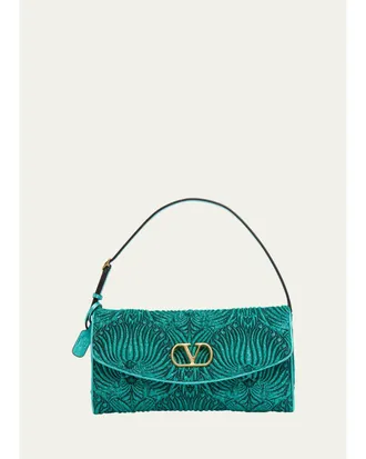 Valentino Garavani Devain Metallic Jacquard Top-Handle Bag