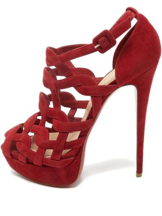 Christian Louboutin Larissa ankle-strap shoes - women - Suede/Calf Leather/Calf Leather - 39 - Red