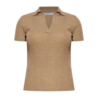 Max Mara V-neck Knitwear, female, Beige, Size: XL Wool Polo Albero