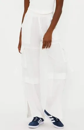 Beach Riot Gianna Cotton & Linen Cargo Pants in White at Nordstrom Rack, Size X-Small