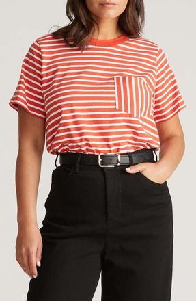 Universal Standard Breton Stripe T-Shirt in Vermilion Red/White Stripe at Nordstrom, Size 2Xl
