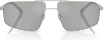 Emporio Armani 59mm Aviator Sunglasses in Matte Silver /Clear Silver at Nordstrom