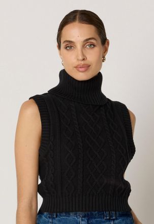 Cleobella Aria Sleeveless Turtleneck Sweater In Black