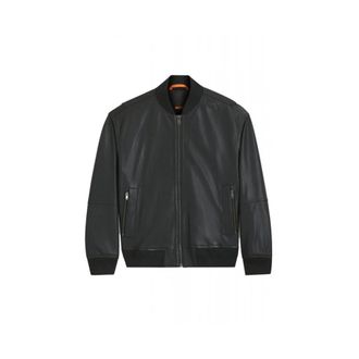 HUGO BOSS Jassen, Heren, Zwart, XL, Leer, Leren Bomberjack