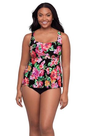 Trimshaper Maddie Square Neck Tankini Swimsuit Top in Desert Flora at Nordstrom, Size 16