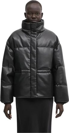 Anine Bing Oslo Puffer Jacket - Dames - Gewatteerde jassen - Zwart - S - Leer - Jassen