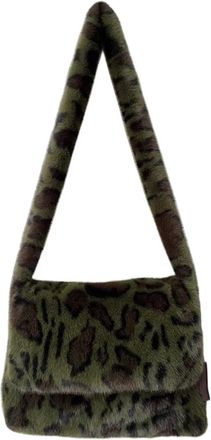 Generic Womens Plush Bags Messenger Bags For Women Vintage Soft Plush Ladies Shoulder Bag Large Capacity Female Furry Handbags(Green)