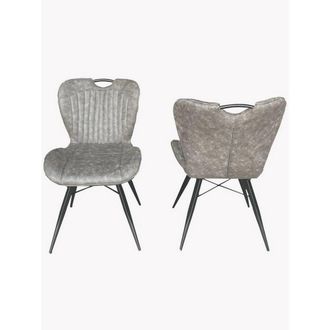 Jaipur Furniture Dining Fabric Chair with Metal Legs (Set of 2) - Grey/Black - Assembly Required in Grey