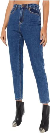 One Teaspoon Blauwe High Waist Mom Jeans - Dames - Slim Fit Jeans - Blauw - W23 - Katoen - Jeans