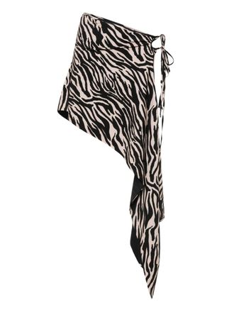 The Attico zebra-print beach skirt - Black