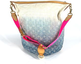 Louis Vuitton Blue Pink Monogram Denim Shoulder Bag Tote Bag (Pre-Owned)