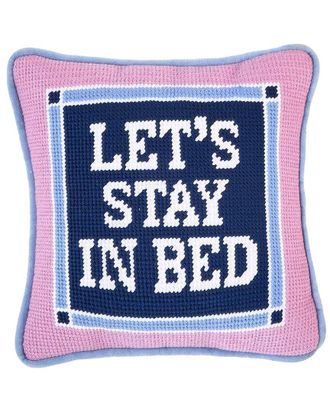 Two's Company Lets Stay In Bed 8X8 Needlepoint Pillow