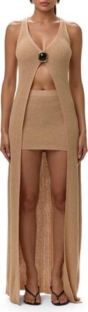 Naked Wardrobe Long Knit Vest in Beach Beige at Nordstrom, Size X-Large