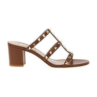Valentino Garavani Stylish Slides Sandals - female - Valentino Garavani - Heeled Mules - Brown - 5 1/2 UK - Shoes